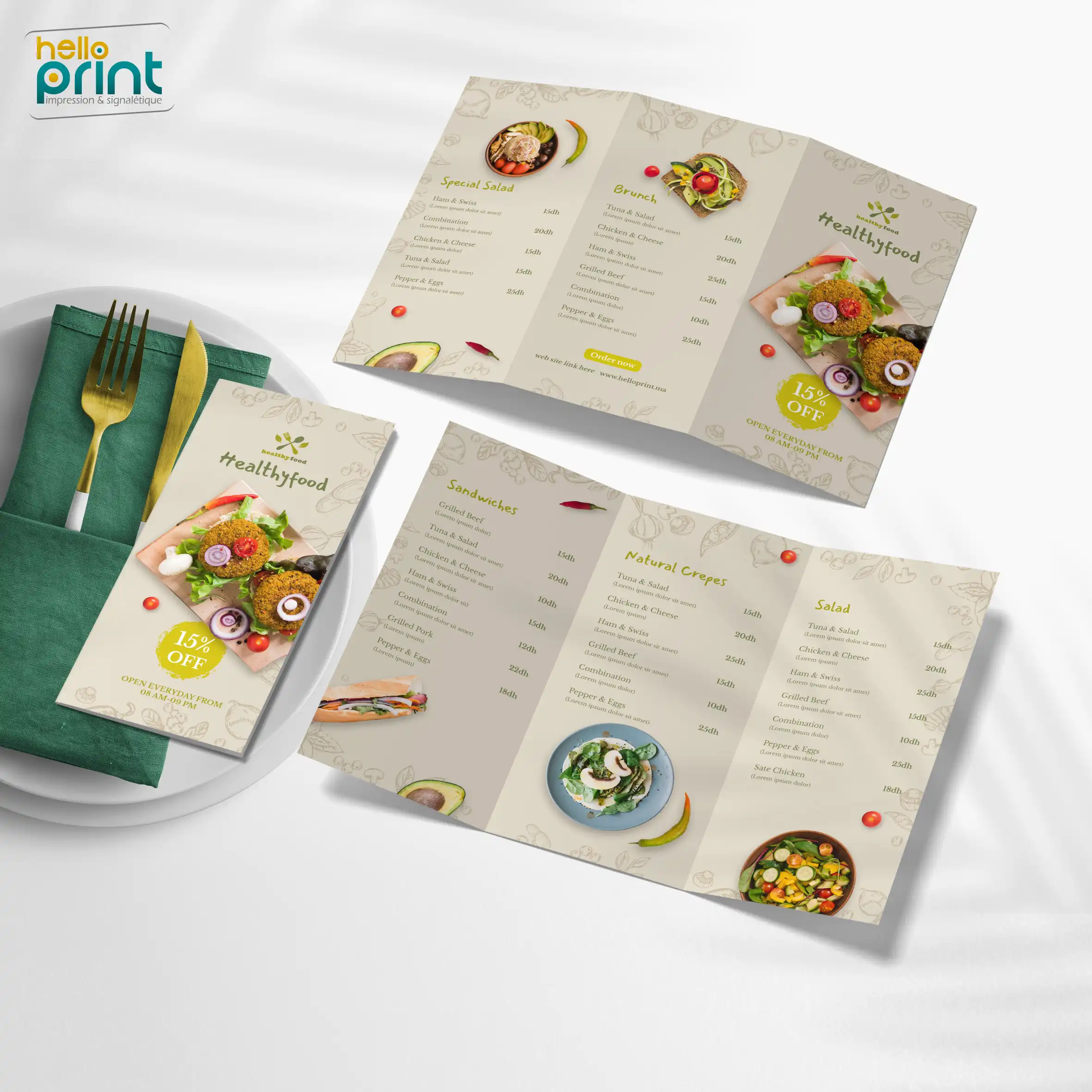Menu 3 Volets DL 14x30cm